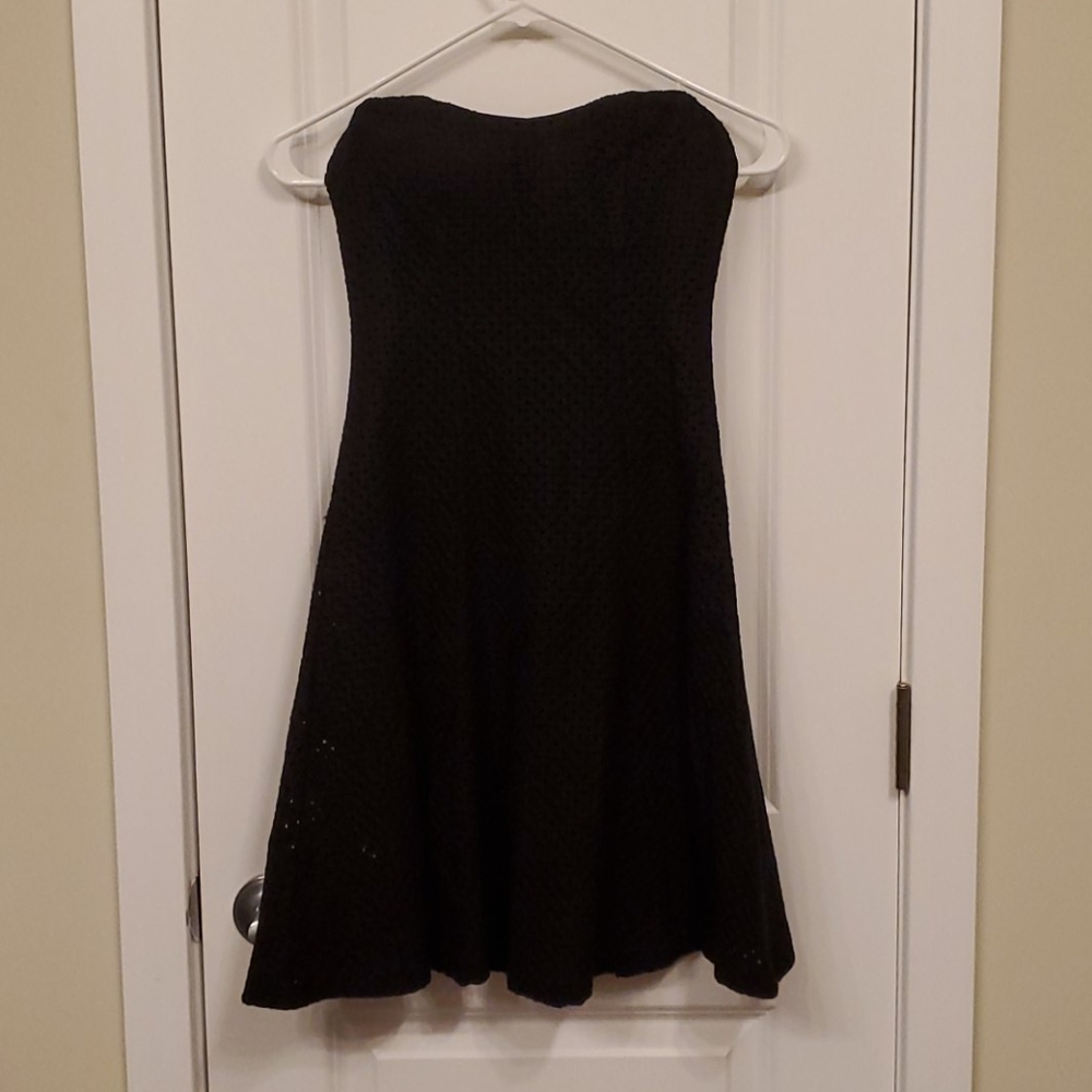 Aryn K Petit Strapless Black Dress